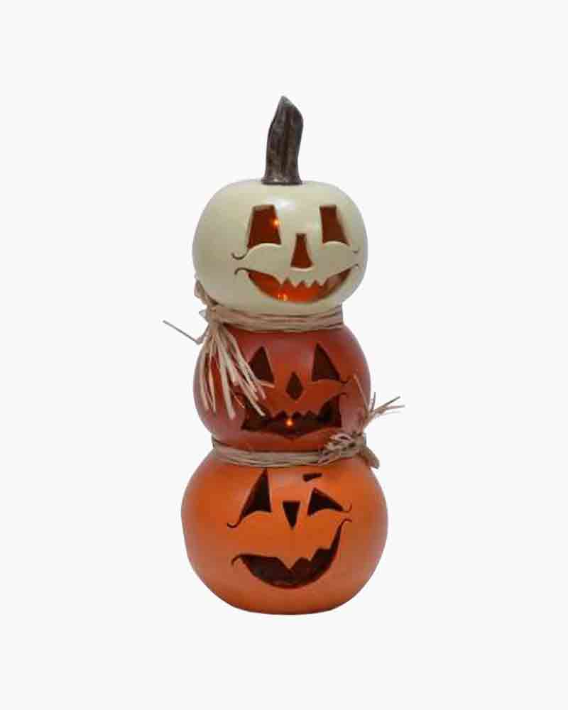 triple stacked 12” tall resin LED gourd/pumpkin light